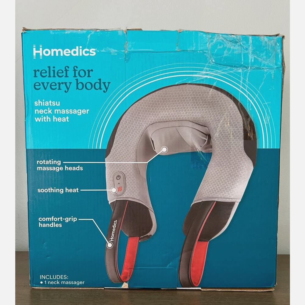 Shiatsu Neck Massager with Heat Integrated Deep-Kneading Comfort Flex - Homedics
